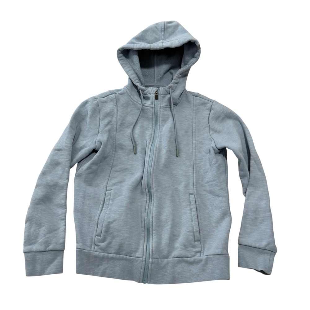 FIGS Heathered Gray/ Lt Blue Full Zip Fleece Lined Hoodie Sweatshirt Small Nurse